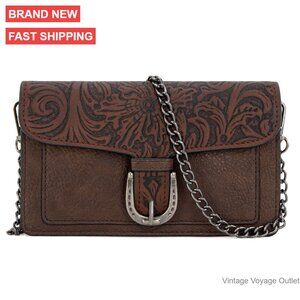 Small Western Crossbody Bag with Chain Strap, 7.8" Designer Clutch